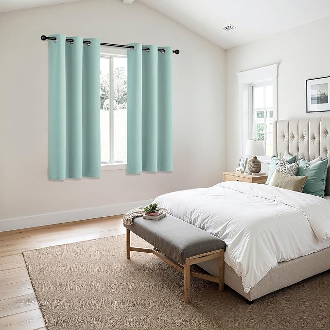 MIULEE Aqua Blackout Curtains for Bedroom Living Room 63 Inches Long 2 Panels - Image 6