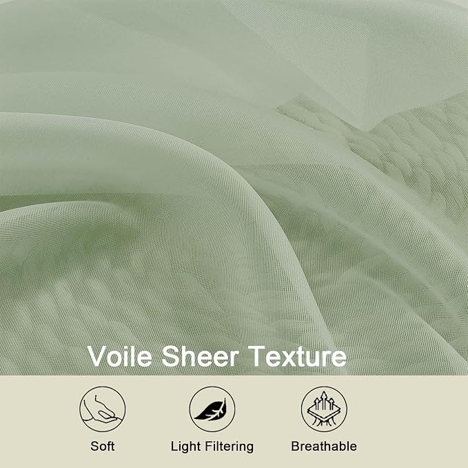 Extra Long Sheer Green Curtains - Image 4