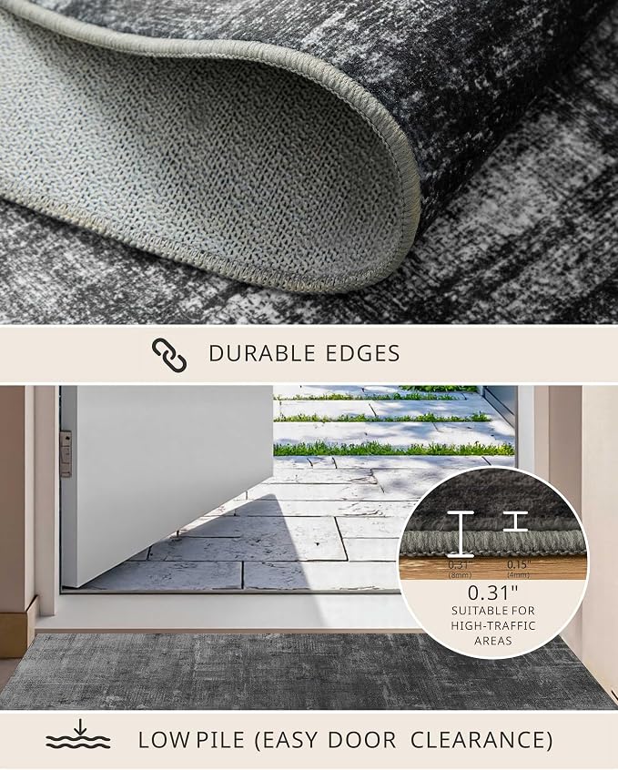 Latte&Fog 3x5 Entryway Rug Indoor, Modern Abstract Washable Area Rug, Boho Non - Image 4
