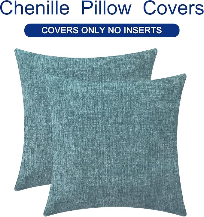 CaliTime Throw Pillow Covers Decorative 16 X 16 Inches Pack of 2 Cozy Chenille - Image 6