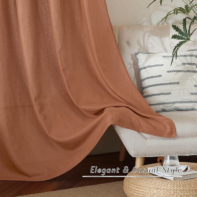 NICETOWN Caramel Short Linen Curtains - Image 4