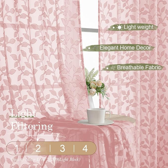 Chyhomenyc Blush Pink Sheer Valances - Image 3