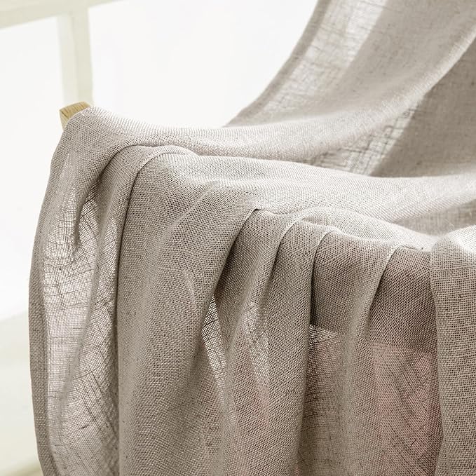 MIULEE Burlywood Birch Linen Curtains 84 Inch Length 2 Panels - Image 6