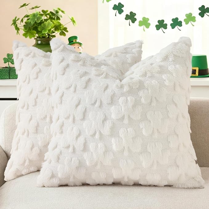 decorUhome St. Patrick’s Day Shamrock Pillow Covers 16x16 Inch Set of 2 by decorUhome