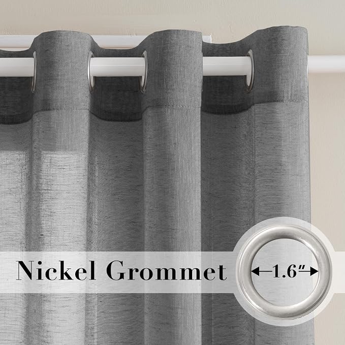 H.VERSAILTEX Linen Curtains Nickel Grommet Natural Linen Semi-Sheer Curtains 2 - Image 2
