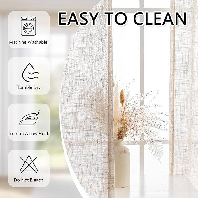 MYSKY HOME Short Linen Curtains 36 Inch Length - Image 8
