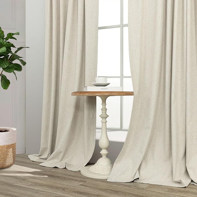 Black Out Burlap Curtains 63 Inch Long Faux Linen Farmhouse Bedroom Blackout - Image 9