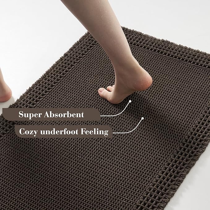 RESARE Waffle Bath Mat for Bathroom, Super Absorbent Bathroom Rugs Non Slip - Image 3