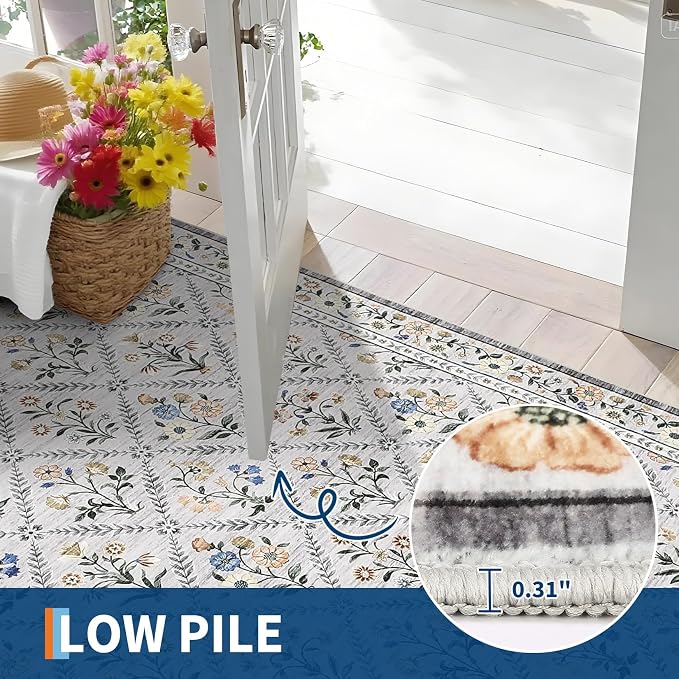Washable Kitchen Rugs Non Slip 2x6 Hallway Runner Rug Stain Resistant Low Pile - Image 5