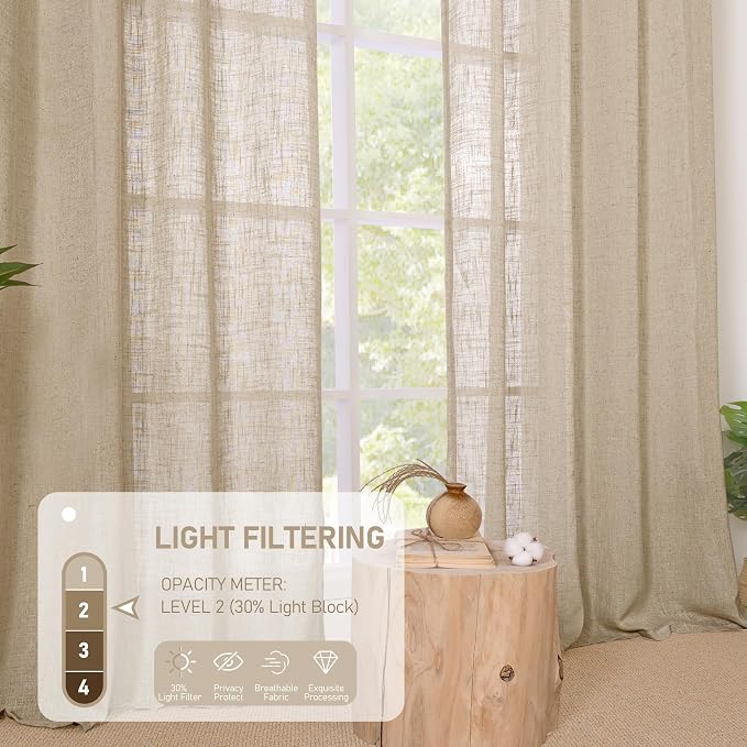 LAMIT Sheer Linen Curtains 63 Inches Long - Image 4