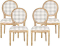 Christopher Knight Home Phinnaeus Dining Chair Set, Set of 4, Wood, Gray Plaid + Light Beige + Natural