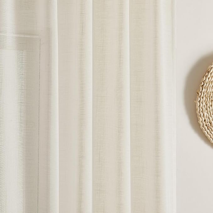 Joydeco Sheer Curtains 108 Inches Long, Cream Curtains - Image 5