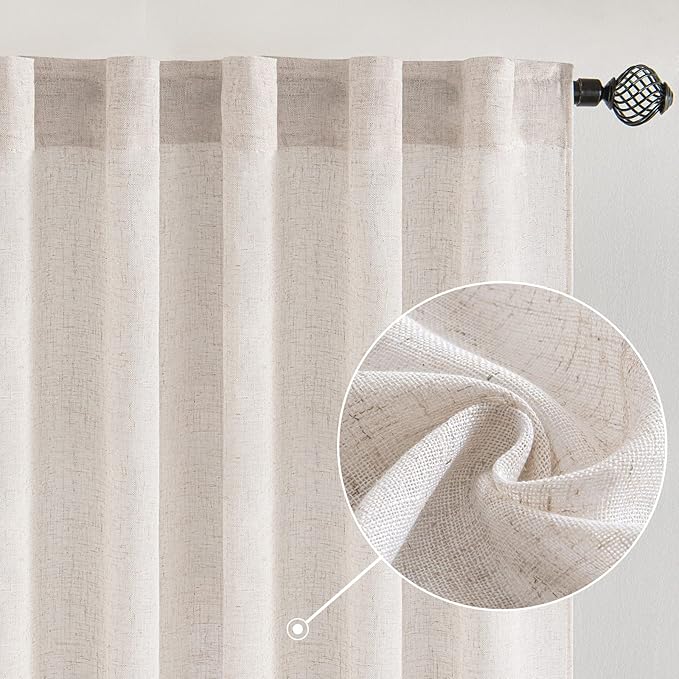 MIULEE White Linen Curtains 108 Inches Long by MIULEE