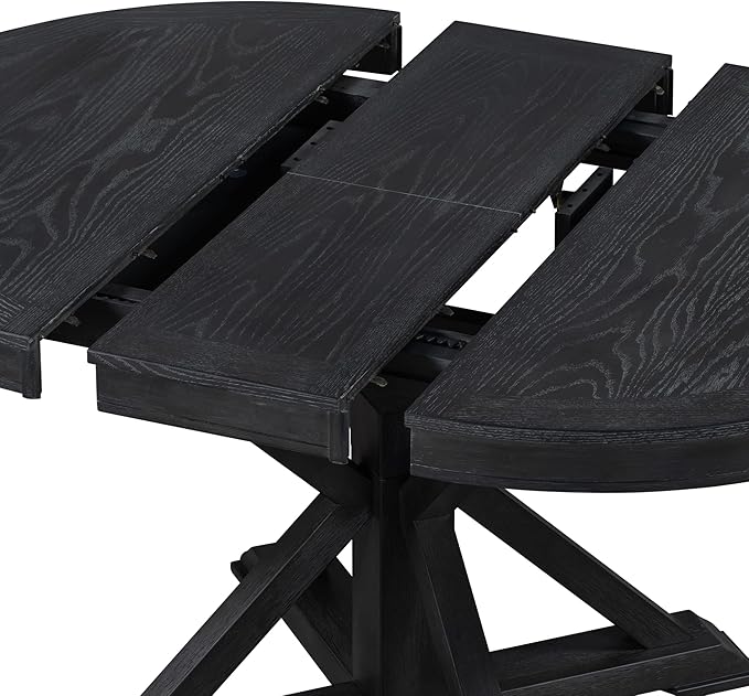 Need 42 Inch Round Dining Table Extendable to 54 Inch with 12" Leaf, Retro Expandable Kitchen Table for Dining Room & Living Room, Solid Wood (Espresso)