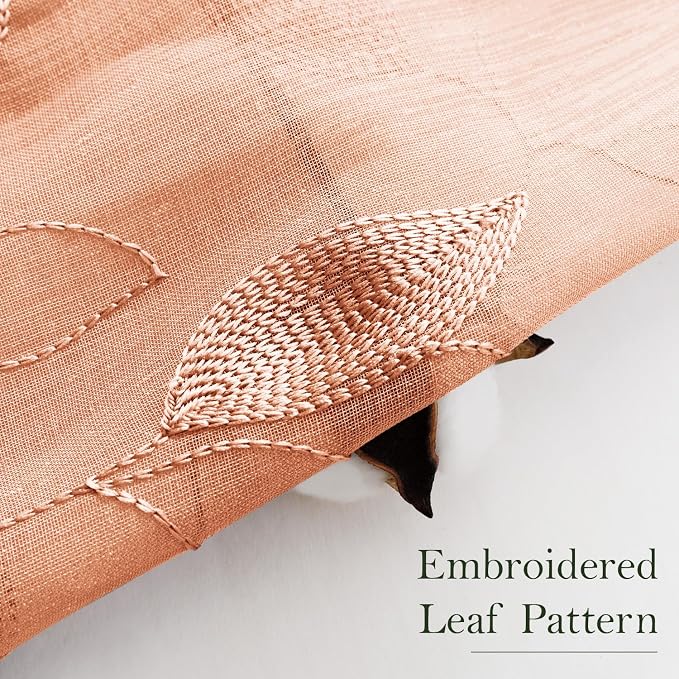 HOMEIDEAS Fall Burnt Orange Sheer Curtains 63 Inches Length 2 Panels - Image 3
