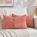 Fancy Homi 2 Packs Coral Long Lumbar Decorative Throw Pillow Covers 12x24 Inch by Fancy+Homi