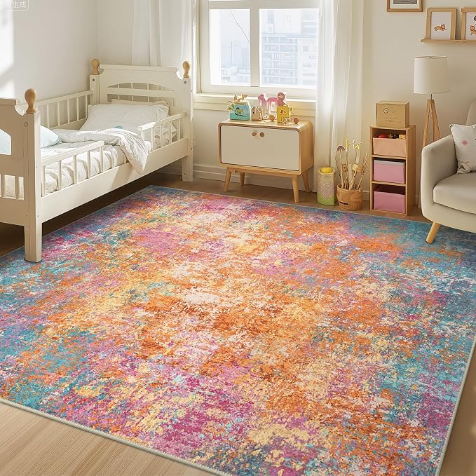 Washable Area Rugs 10'x14 Non-Slip Modern Abstract Soft - Image 2