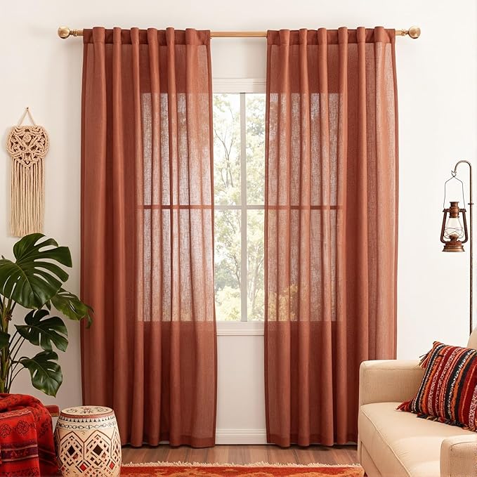 MYSKY HOME Curtains for Living Room 84 Inches Long Light Filtering Semi Sheer by MYSKYHOME