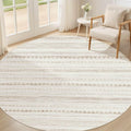 Nakagishi Round Rug Boho Area Rugs: 5x5 Washable Large Circle Neutral Soft by NakagishiAreaRug