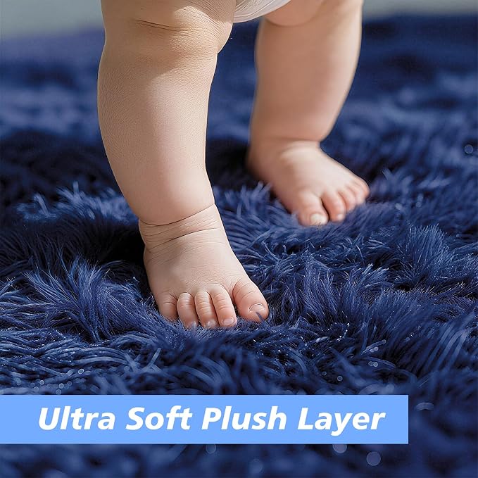 yulidayang Blue Fluffy Round Area Rugs - Image 2