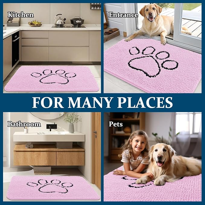 OLANLY Dog Door Mat for Muddy Paws 36x24, Paw Print Design, Absorbs Moisture - Image 8