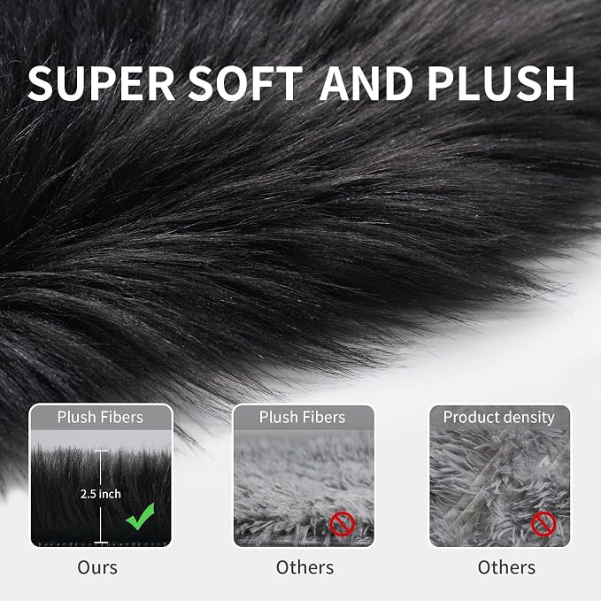 Faux Fur Rug for Bedroom, Fluffy Runner Rugs Soft Sheepskin Rug Sofa Couch Seat - Image 5