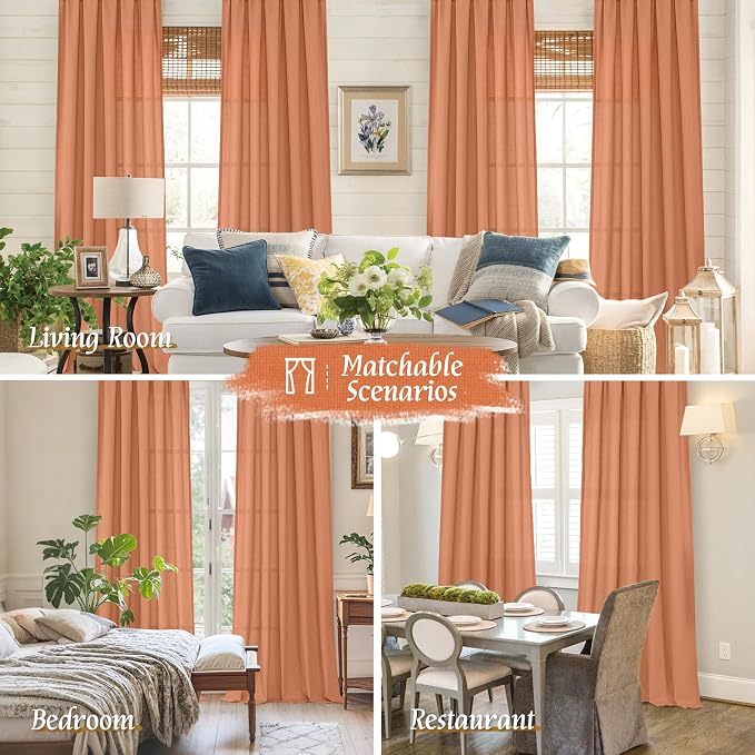 LAMIT Linen Blended Window Curtains 63 inch Length - Image 6