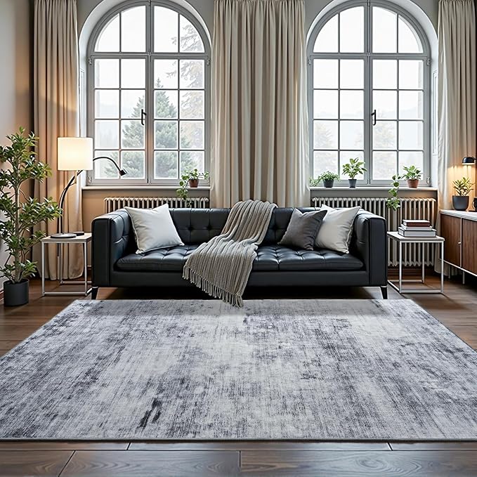 Toneed Abstract Area Rug 9x12 Modern Washable Rug Soft Non Slip Rug Low Pile - Image 2