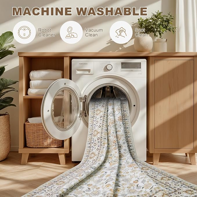 8x10 Area Rugs for Living Room: Washable Rug Soft Vintage Boho Carpet Indoor - Image 6