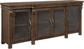 Hekman Furniture Entertainment Center Wexford Finish, Antique Pewter Wire Grating Multiple Storage Units, Sturdy Wooden Frame Credenza Storage Cabinet Perfect for Home Decor & Dinning Room