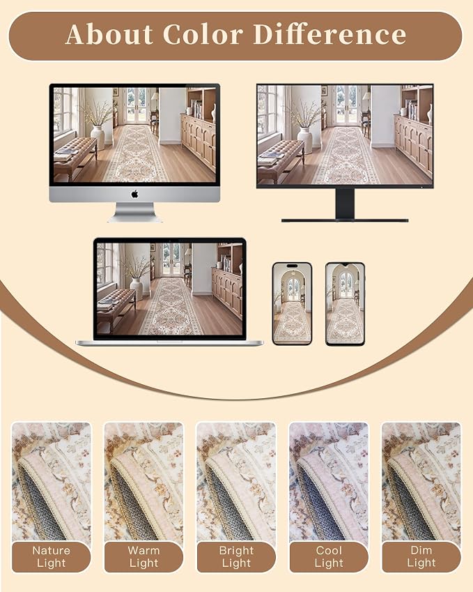 Madane Washable Area Rug 2x3, Small Entryway Rug Non-Slip Vintage Door Mat - Image 9