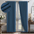Navy Blue Linen Textured Blackout Curtains 72 Inches Long by Pitalk