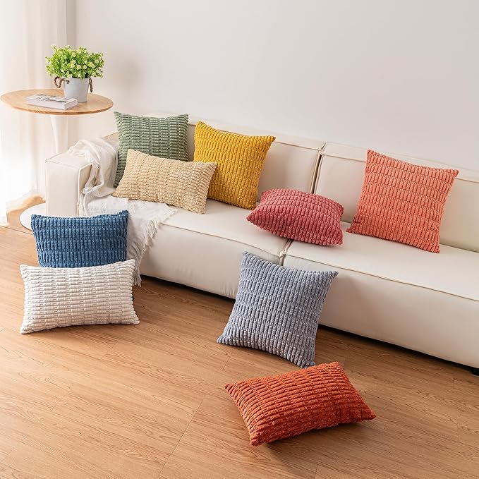 Pack of 2 Christmas Green Corduroy Decorative Throw Pillow Covers 18x18 - Image 7