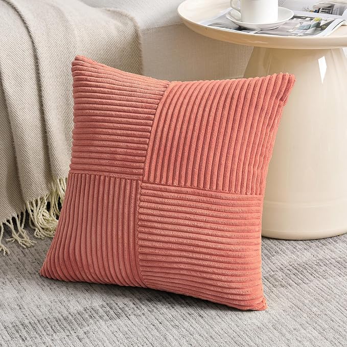 Fancy Homi 2 Packs Coral Euro Decorative Throw Pillow Covers 26x26 Inch - Image 2