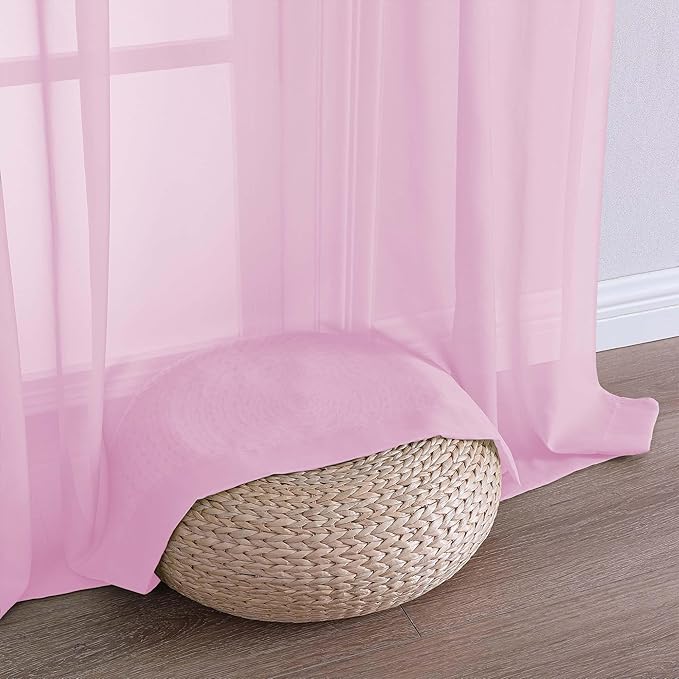 OVZME Light Pink Sheer Curtains 120 Inches Long 2 Panels Set, 59 Inch Extra - Image 5