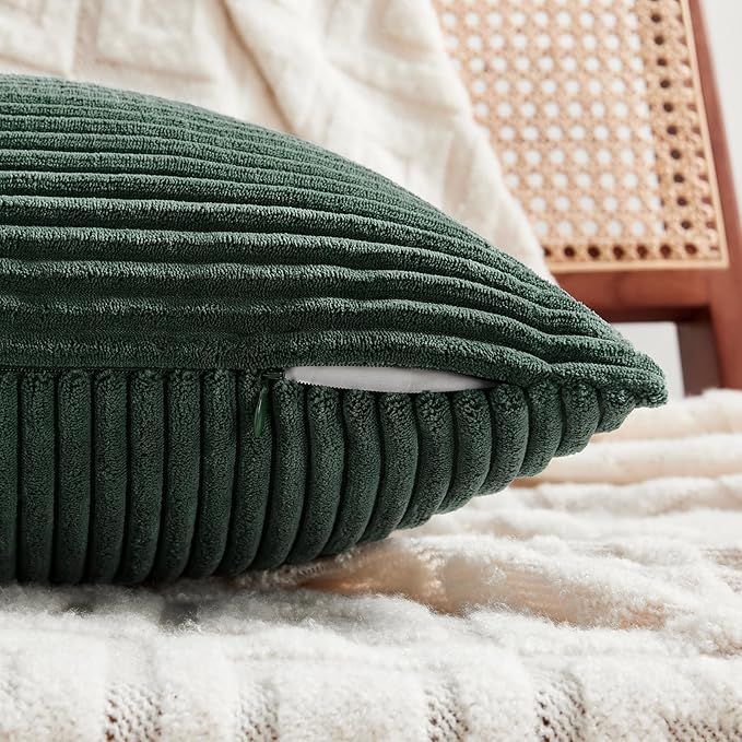 Fancy Homi Set of 2 Dark Green Decorative Throw Pillow Covers 26x26 Inch - Image 4