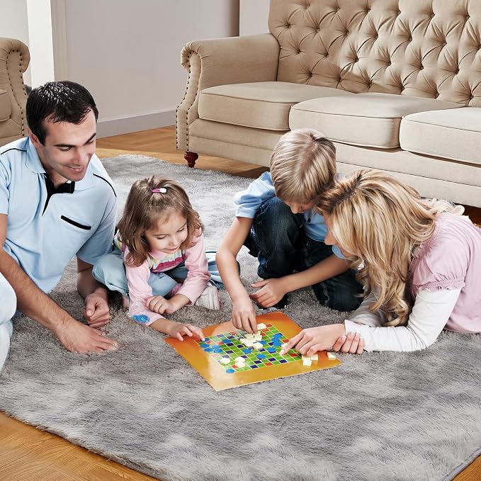 Ultra Soft Indoor Modern Area Rugs, 5x7 Tie-Dyed Light Grey Large Area Rugs - Image 7