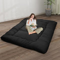 Japanese Floor Mattress,4" Thicken Japanese Floor Sleeping Pad Foldable,Futon Mattress Suitable for Camping and Guest Room (Black, Queen (80" X 60"))
