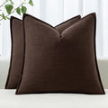 MIULEE Decorative Linen Euro Sham Pillow Covers 26x26 Dark Brown Boho Farmhouse by MIULEE