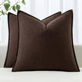 MIULEE Decorative Linen Euro Sham Pillow Covers 24x24 Dark Brown Boho Farmhouse by MIULEE