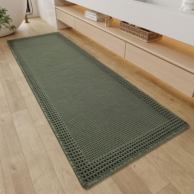 RESARE Christmas Waffle Bathroom Runner Rugs, Super Absorbent Bath Mat Non Slip by Resare