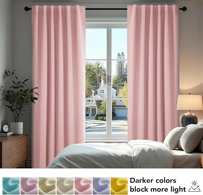 Deconovo Solid Back Tab and Rod Pocket Curtains Thermal Insulated Blackout - Image 4
