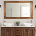 YOSHOOT Rustic Wooden Framed Wall Mirror, Natural Wood Bathroom Vanity Mirror for Farmhouse Decor, Vertical or Horizontal Hanging, 60" x 36", Brown