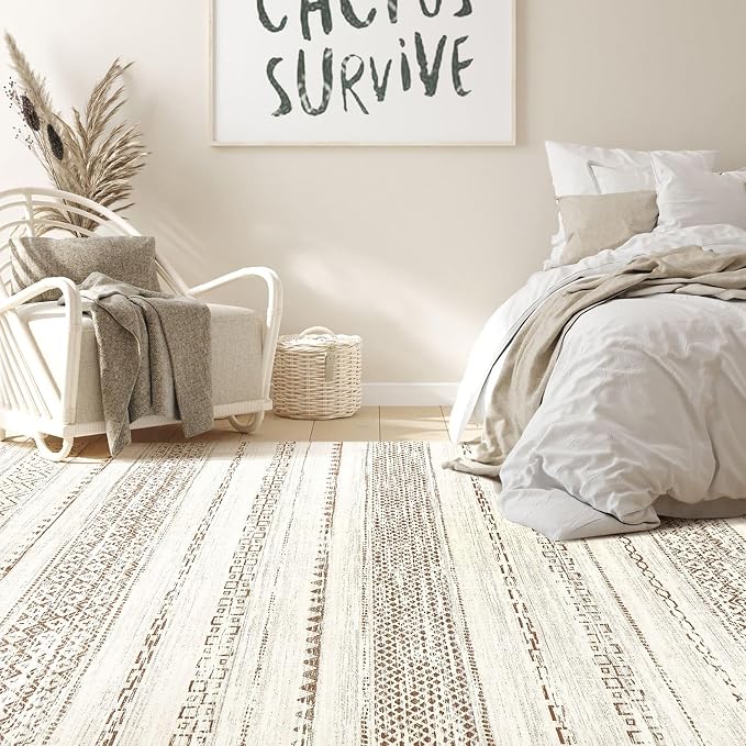 Nakagishi 10x12 Area Rug Living Room: Washable Boho Large Neutral Modern Soft - Image 6