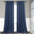 Navy Curtains 96 Inches Long for Kids Room 2 Panel Back Tab Pocket Drape Soft by Pitalk