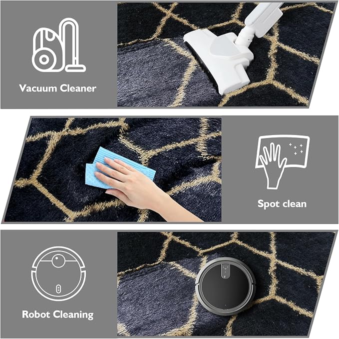 Shag Area Rug for Bedroom 5x8, Fluffy Area Rugs for Living Room, Geometric Soft - Image 4