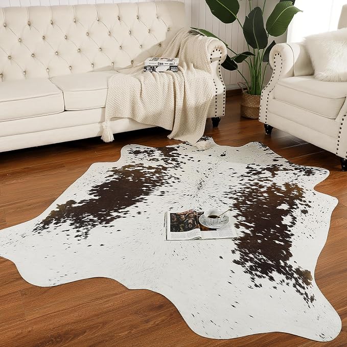 AROGAN White 6×7.2 Feet Faux Cow Print Rug Large - Image 2