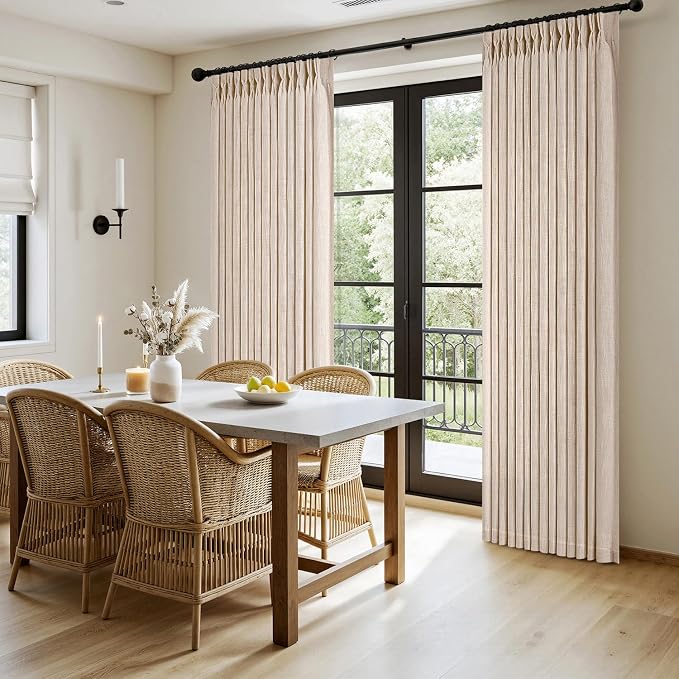 MIULEE Pinch Pleated Thick Linen Curtains 84 Inches Long 2 Panels - Image 3