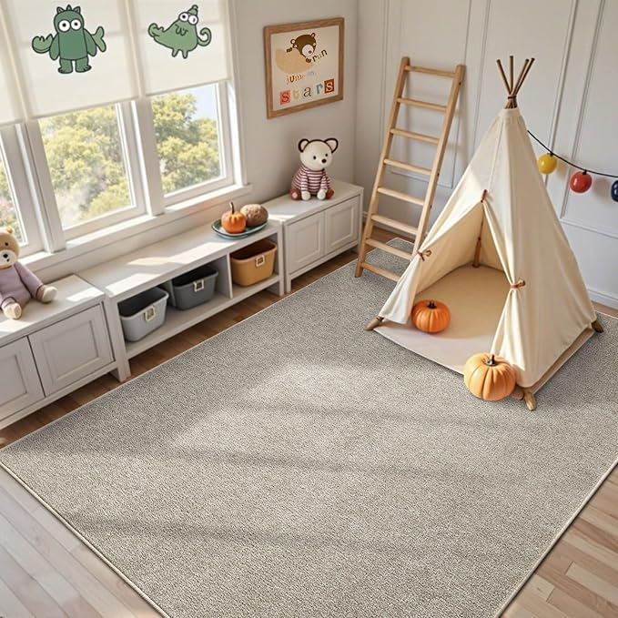 FinRèc 4x6 Washable Area Rugs for Bedroom Living Room, Low Pile Thin Rug Solid - Image 5