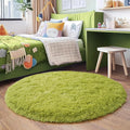 3'x3' Grass Green Round Rug for Bedroom, Ultra Soft Fluffy Circle Rug for Kids by Quntue